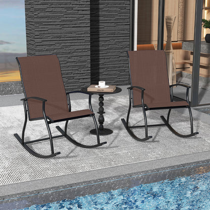 Outdoor Rocking Chairs Set of 2 with Breathable Backrest