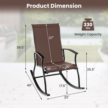 Outdoor Rocking Chairs Set of 2 with Breathable Backrest