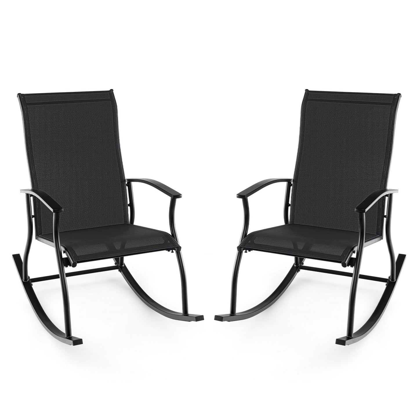 Outdoor Rocking Chairs Set of 2 with Breathable Backrest