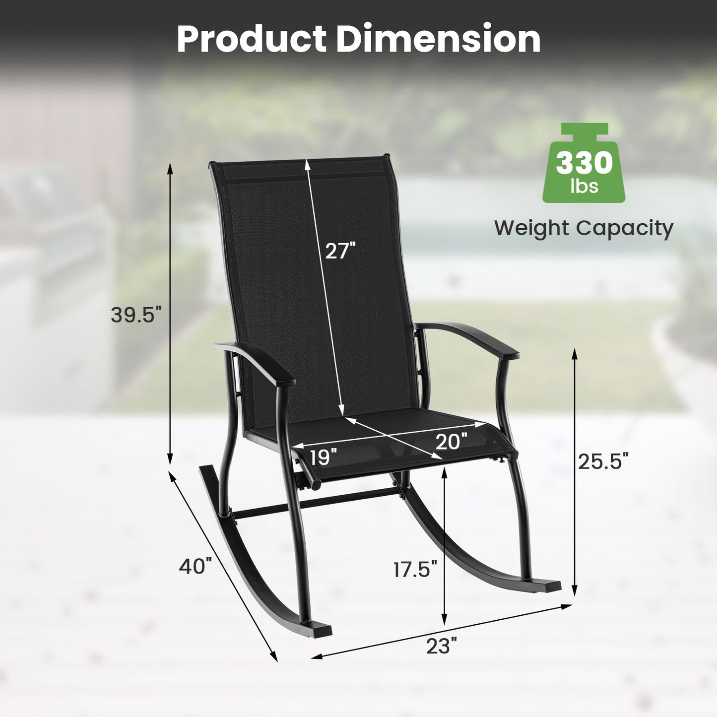 Outdoor Rocking Chairs Set of 2 with Breathable Backrest