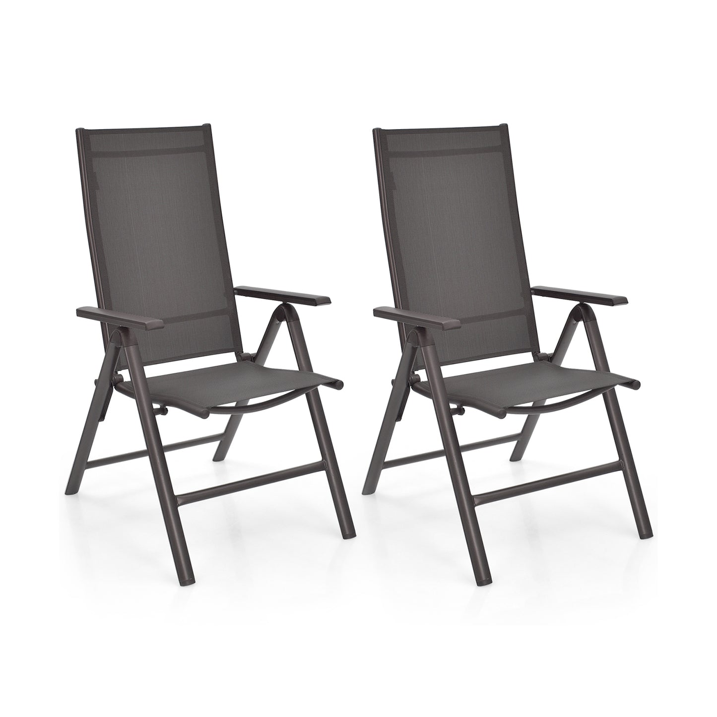 Folding Patio Dining Chairs Set of 2 with Adjustable Back
