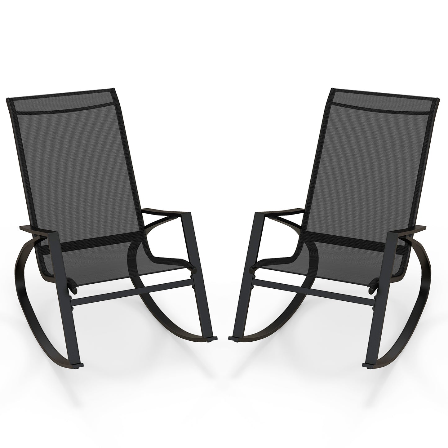 Patio Rocking Chairs Set of 2 with Sling Fabric Seats