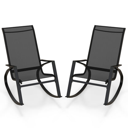Patio Rocking Chairs Set of 2 with Sling Fabric Seats