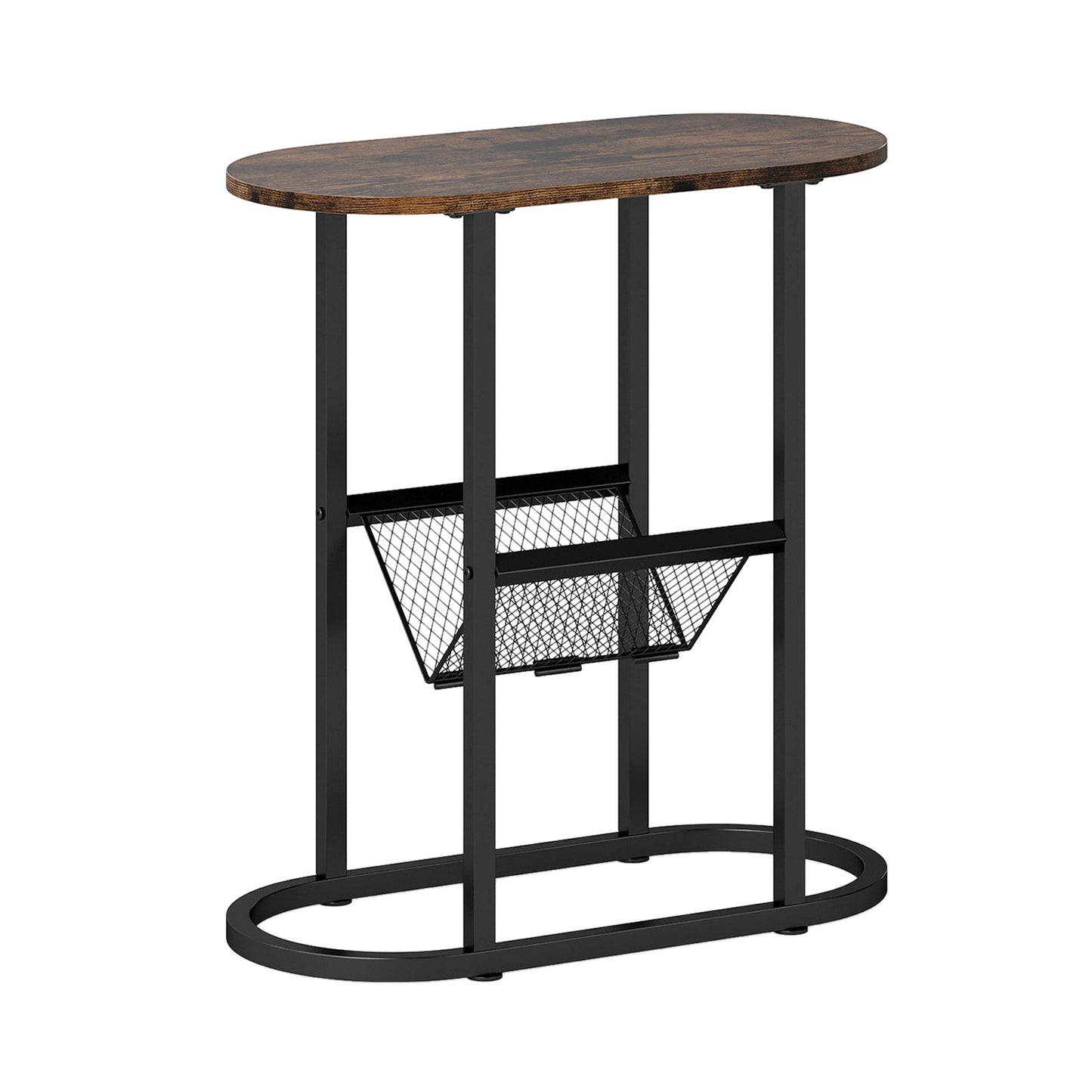 2-tier Oval Narrow Bedside End Table