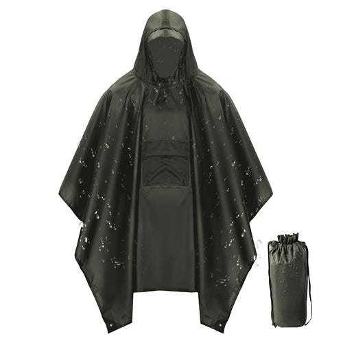 Unisex Hooded Rain Poncho With Pocket