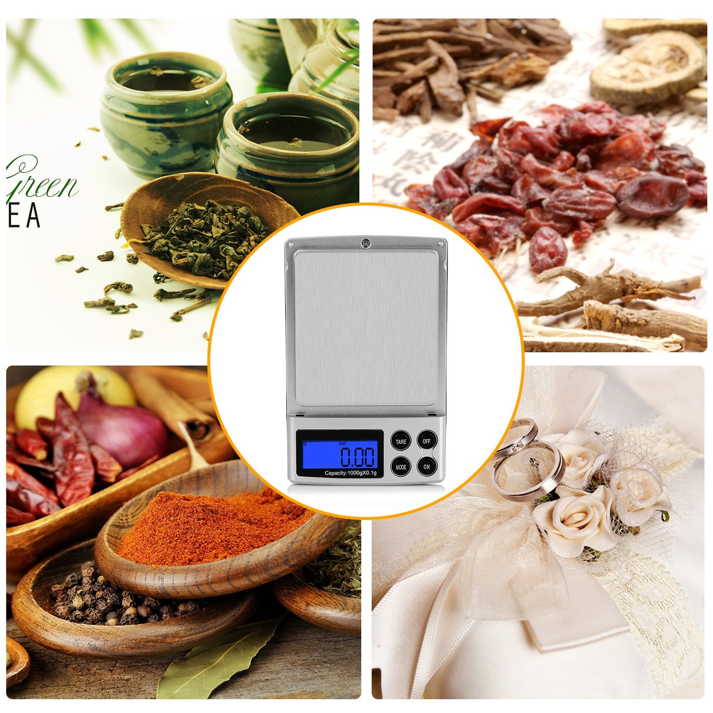 Digital Pocket Scale 1000g x 0.1g with LCD Backlit Display