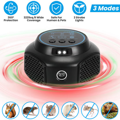 Ultrasonic Rodent Repeller with 3 Modes & Strobe Lights