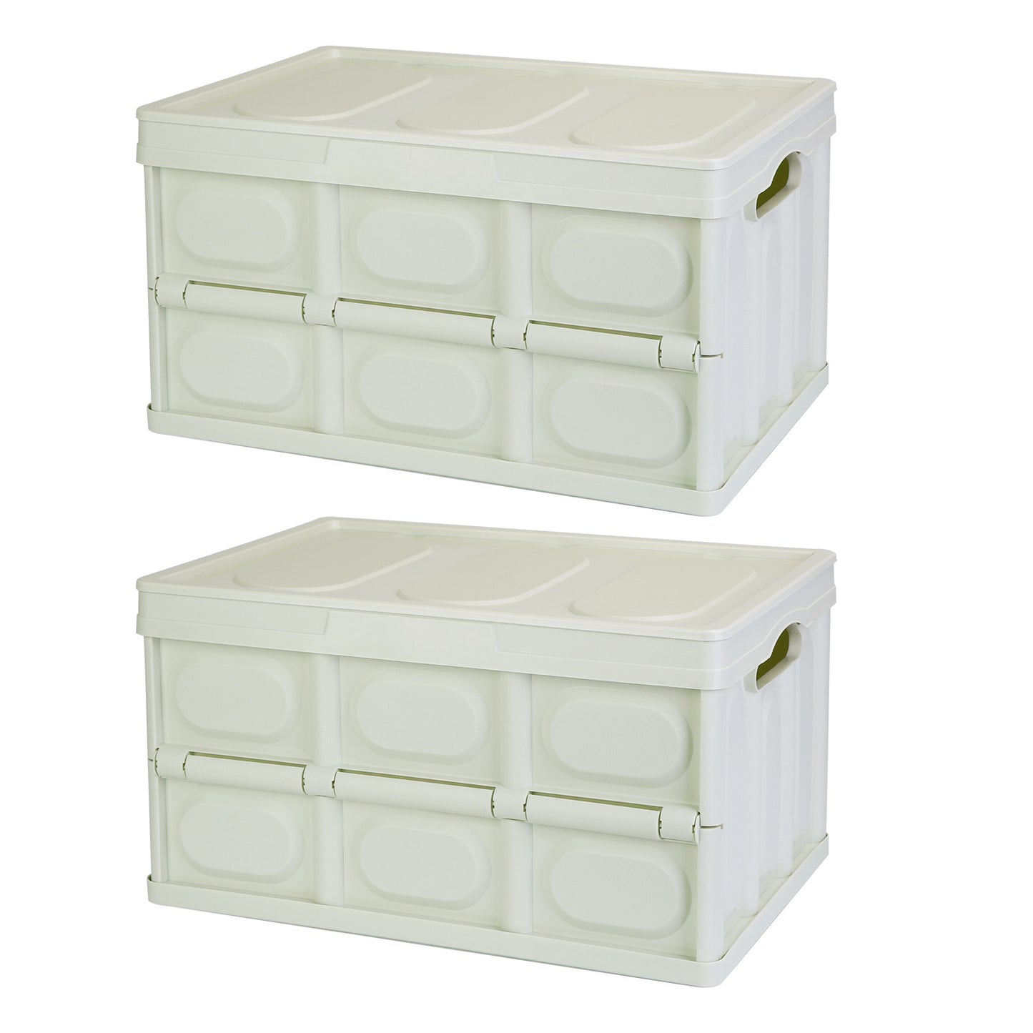 Collapsible Storage Bins with Lids - 2 Pack Stackable Organizer