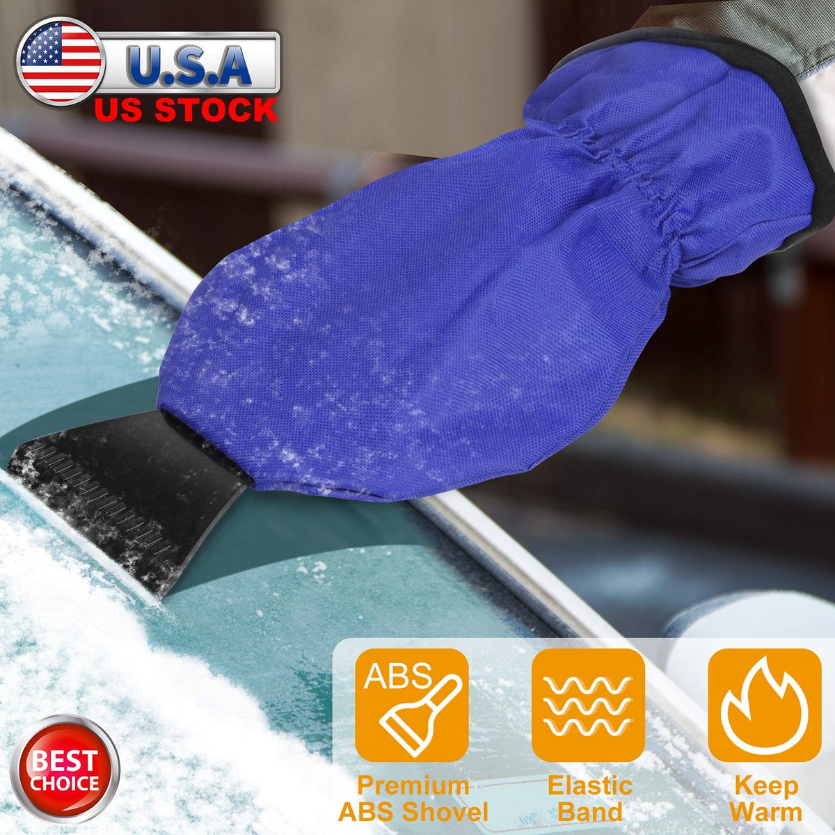Ice Scraper Glove Car Windshield Snow Scraper Remover Glove Lined of Fleece Winter Ice Scraper Mitt Keep Warm