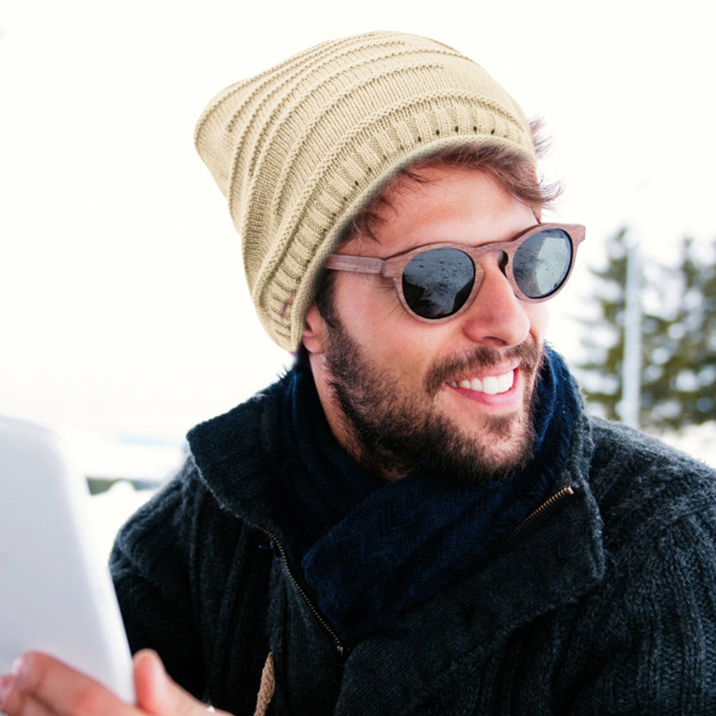 Slouchy Knit Beanie Hat - Unisex Winter Warm Skull Cap