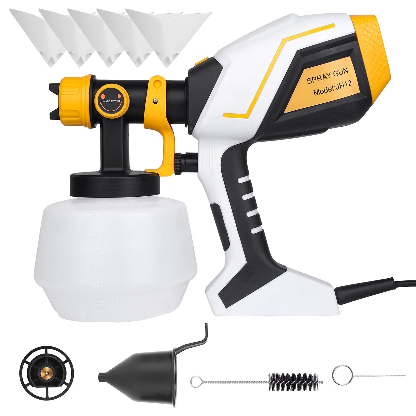 Electric Paint Sprayer 550W HVLP Gun with 1200ml Container