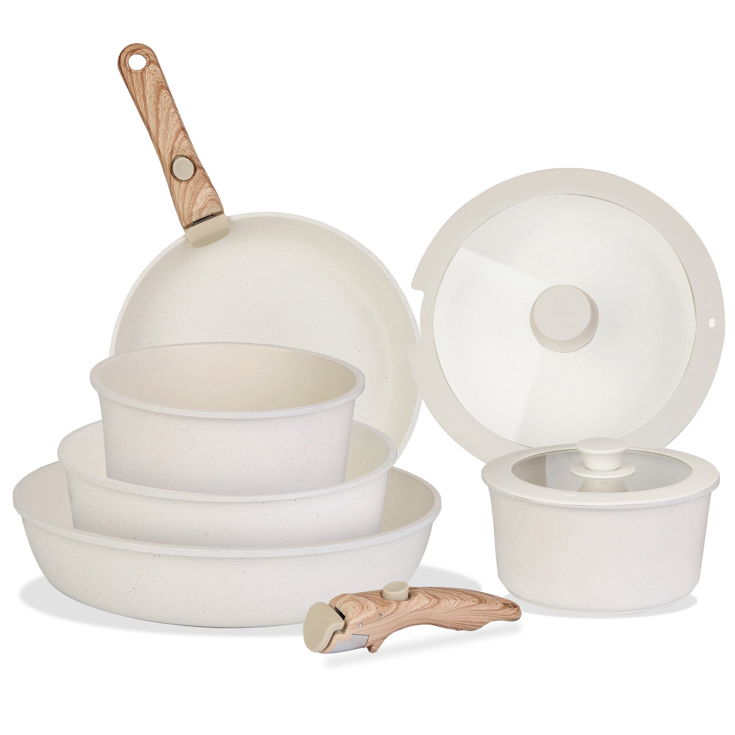 Nonstick Cookware Set 9-Piece with Detachable Handles