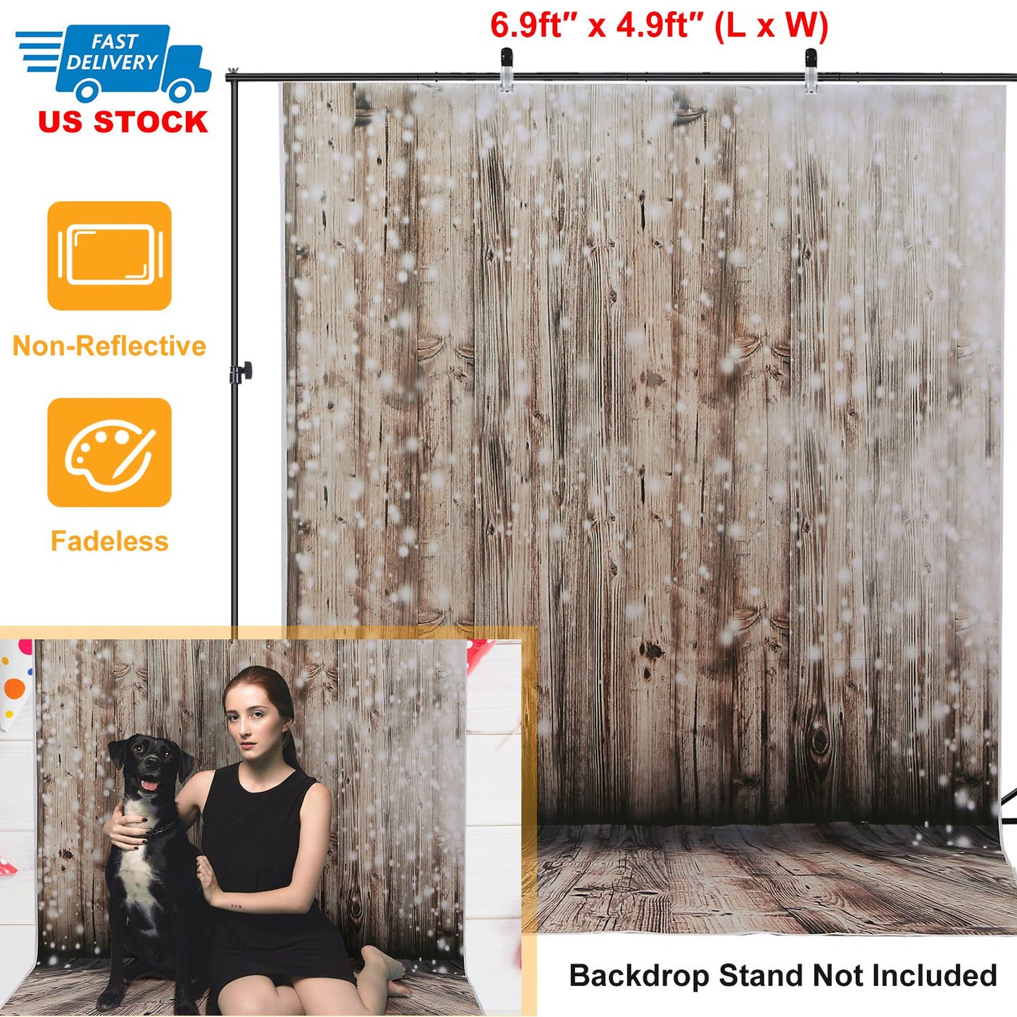 Wooden Floor Photography Backdrop 5x7ft Rustic Wall Design