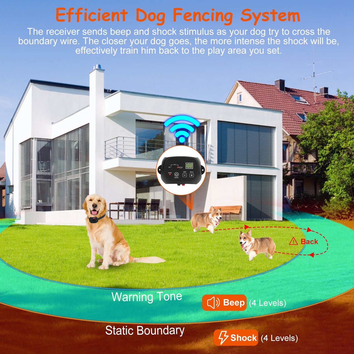 Underground Dog Fence System with Rechargeable Receiver