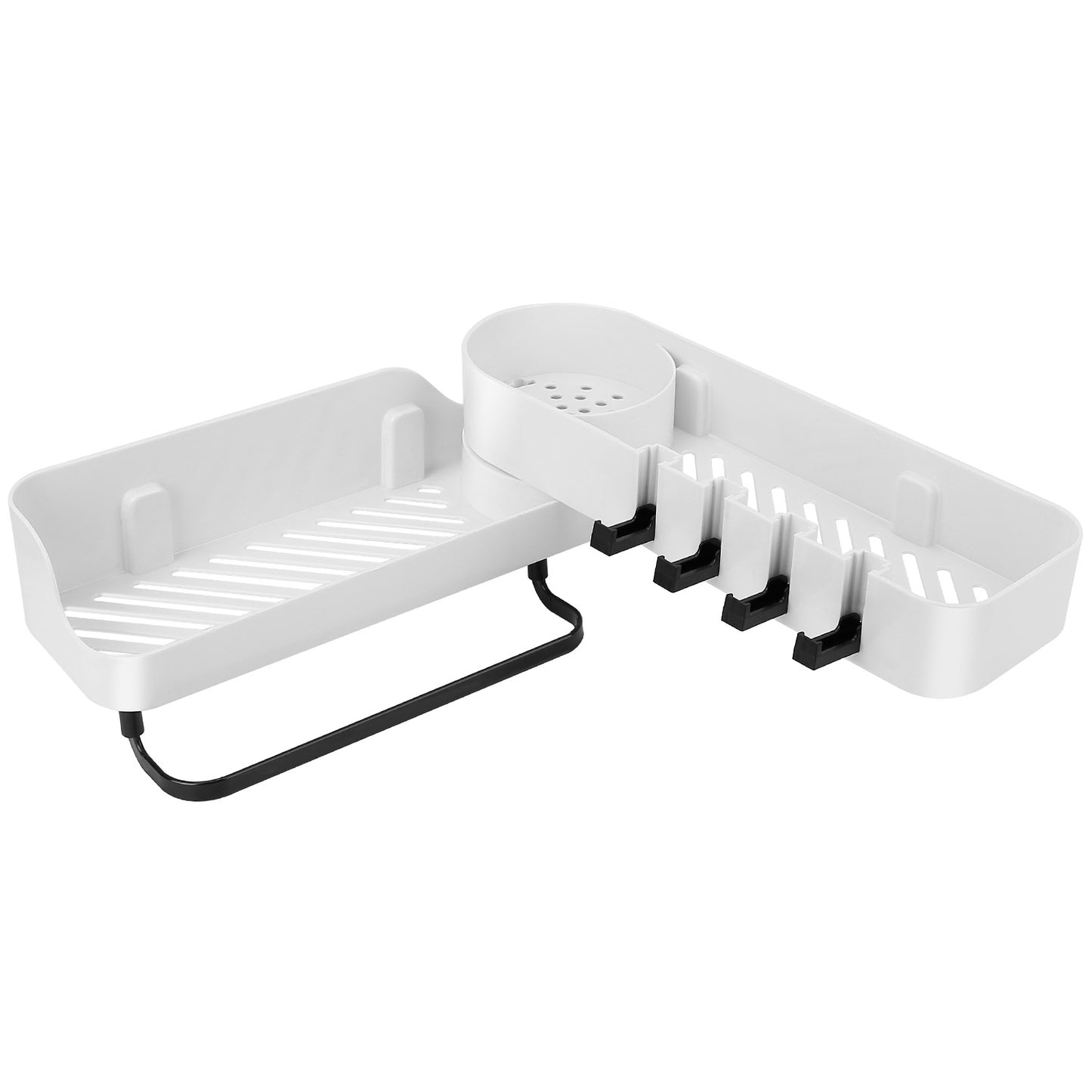 Rotatable Bathroom Corner Caddy Shelf with Towel Bar