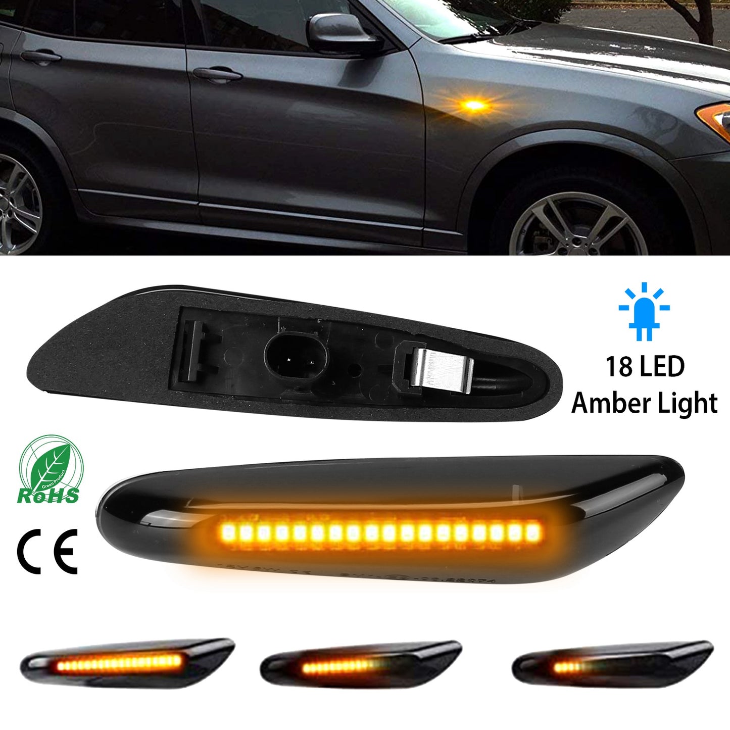 Dynamic LED Side Marker Lights for BMW 1 3 5 Series E60-E93