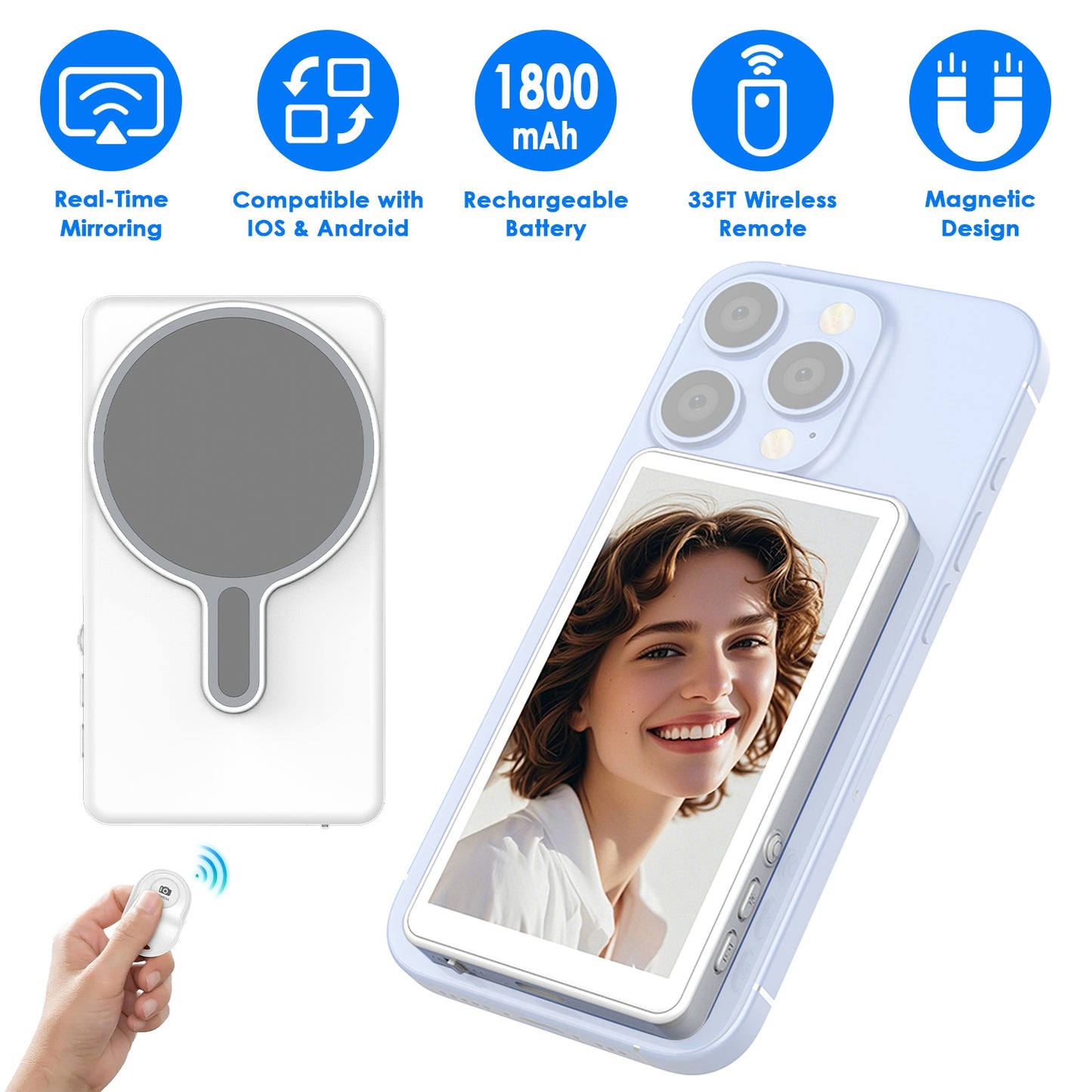 Wireless Selfie Monitor Screen with Remote for Vlogging