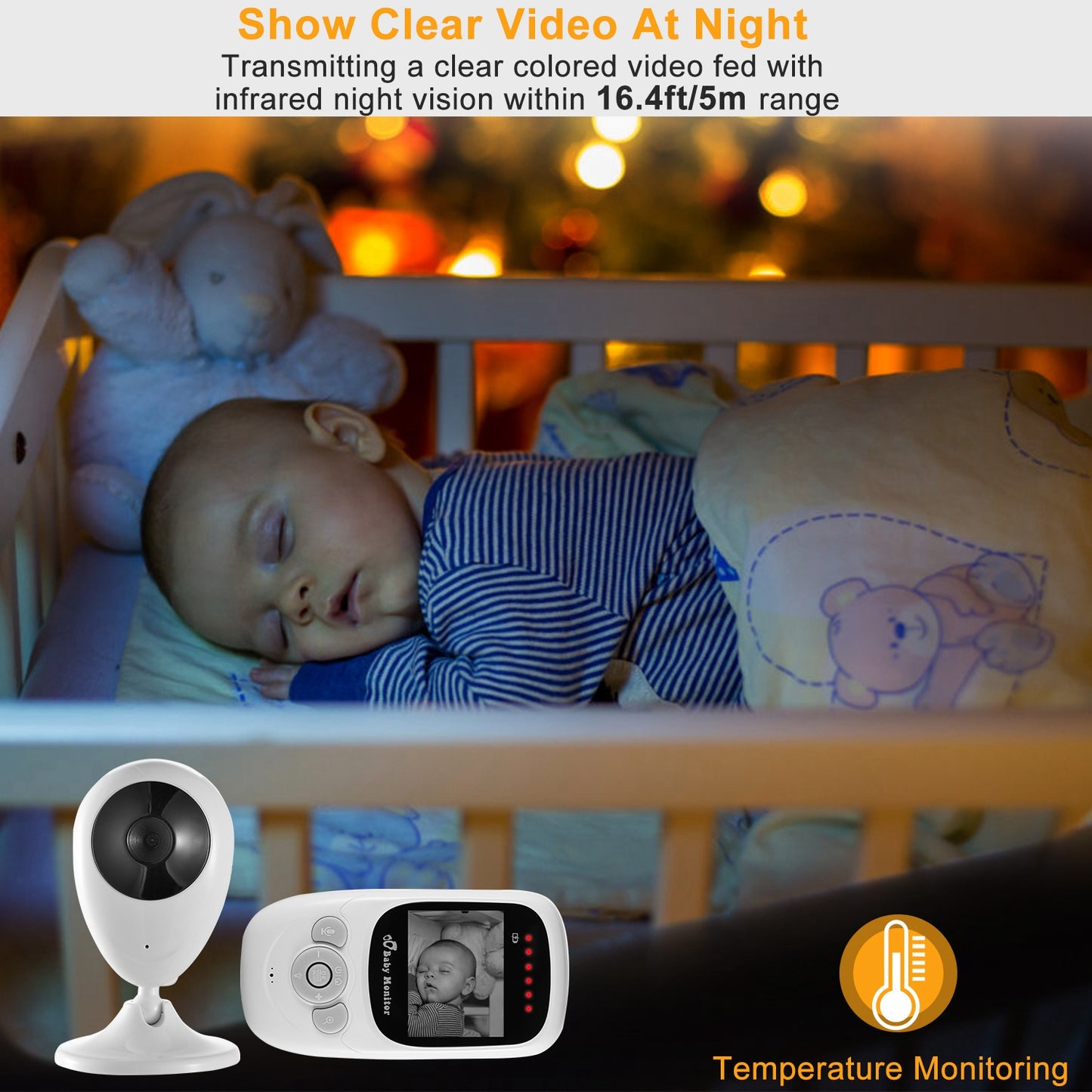 Video Baby Monitor with 2.4" LCD Screen and Night Vision