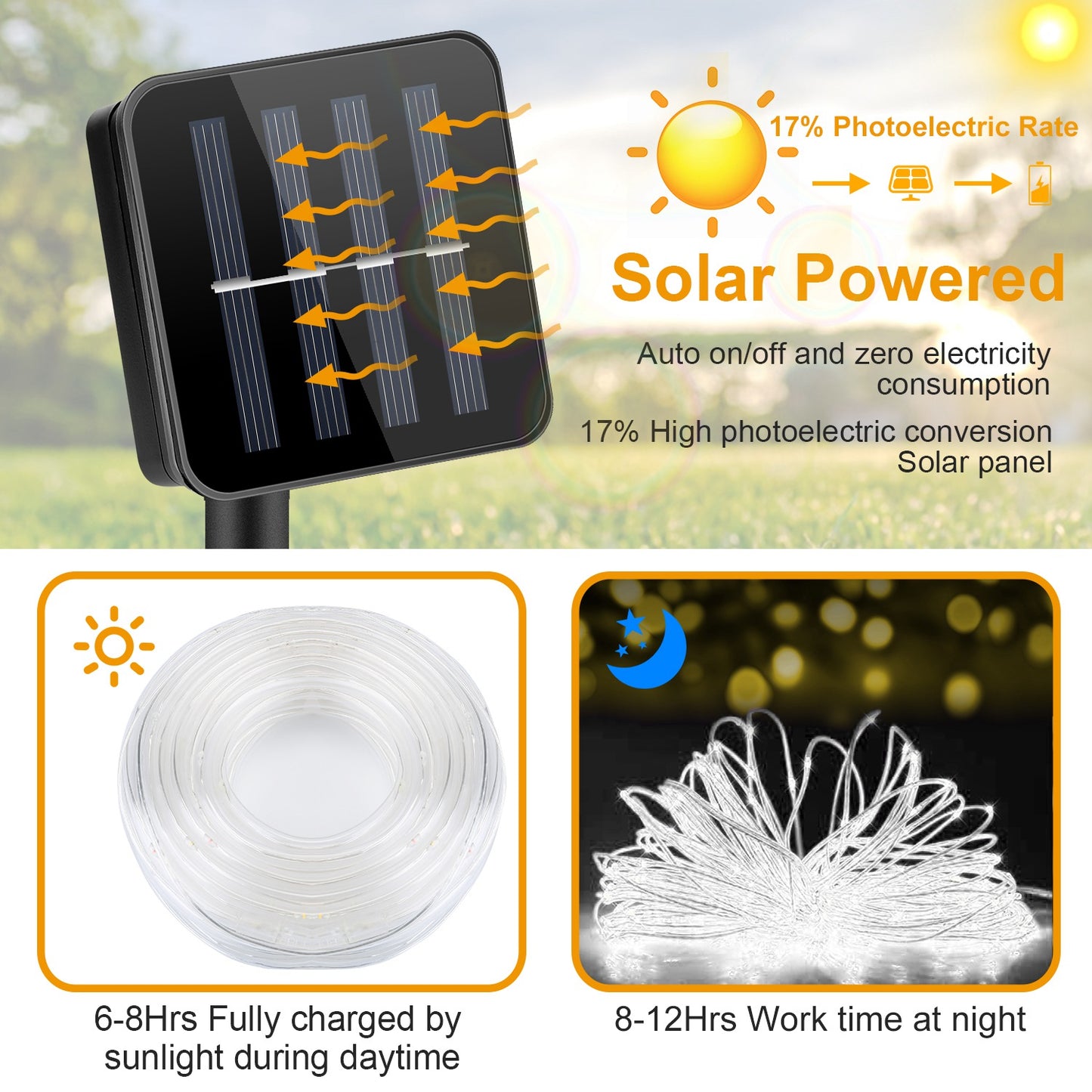 Solar String Lights Outdoor 100 LED 39ft Waterproof Decorative