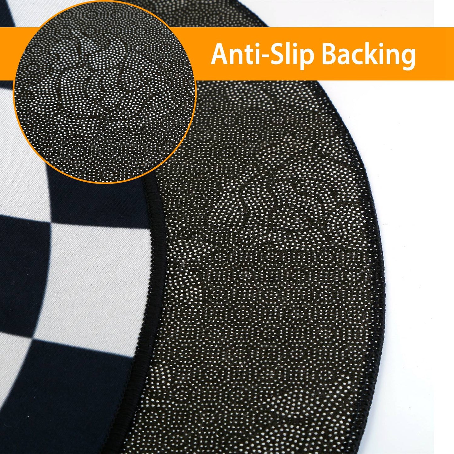 3D Illusion Round Area Rug - Black & White Checkered Design
