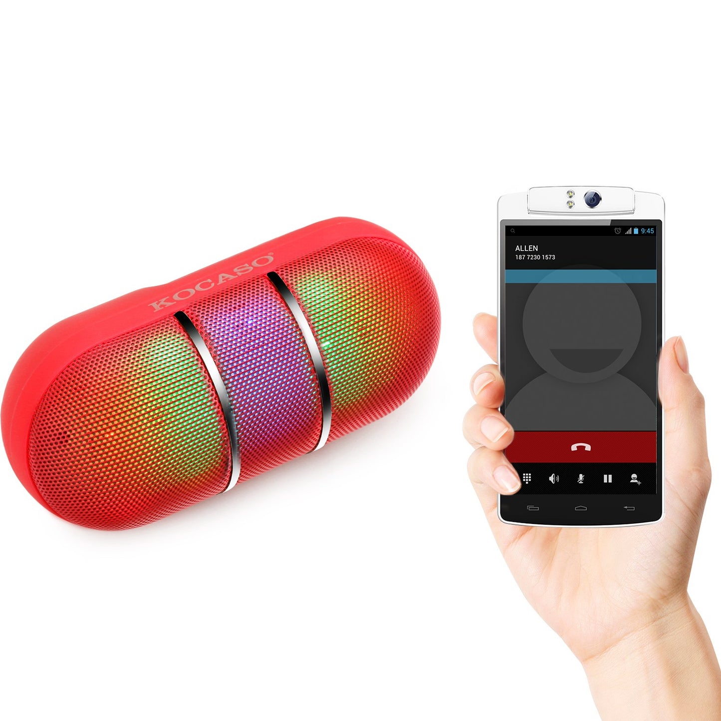 Portable Wireless Speaker with Rainbow LED Lights