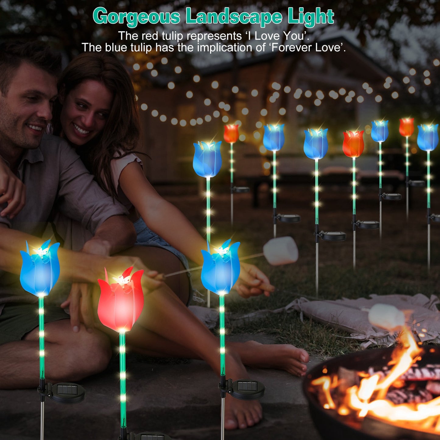 Solar Powered Tulip Garden Stake Light with Windmill