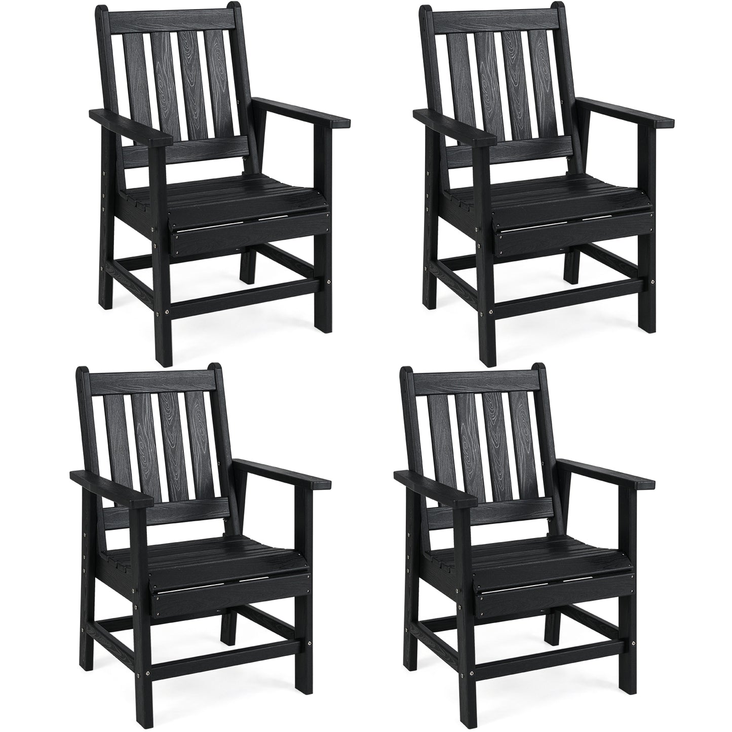 Patio Dining Chairs Set of 4 with Wide Armrests