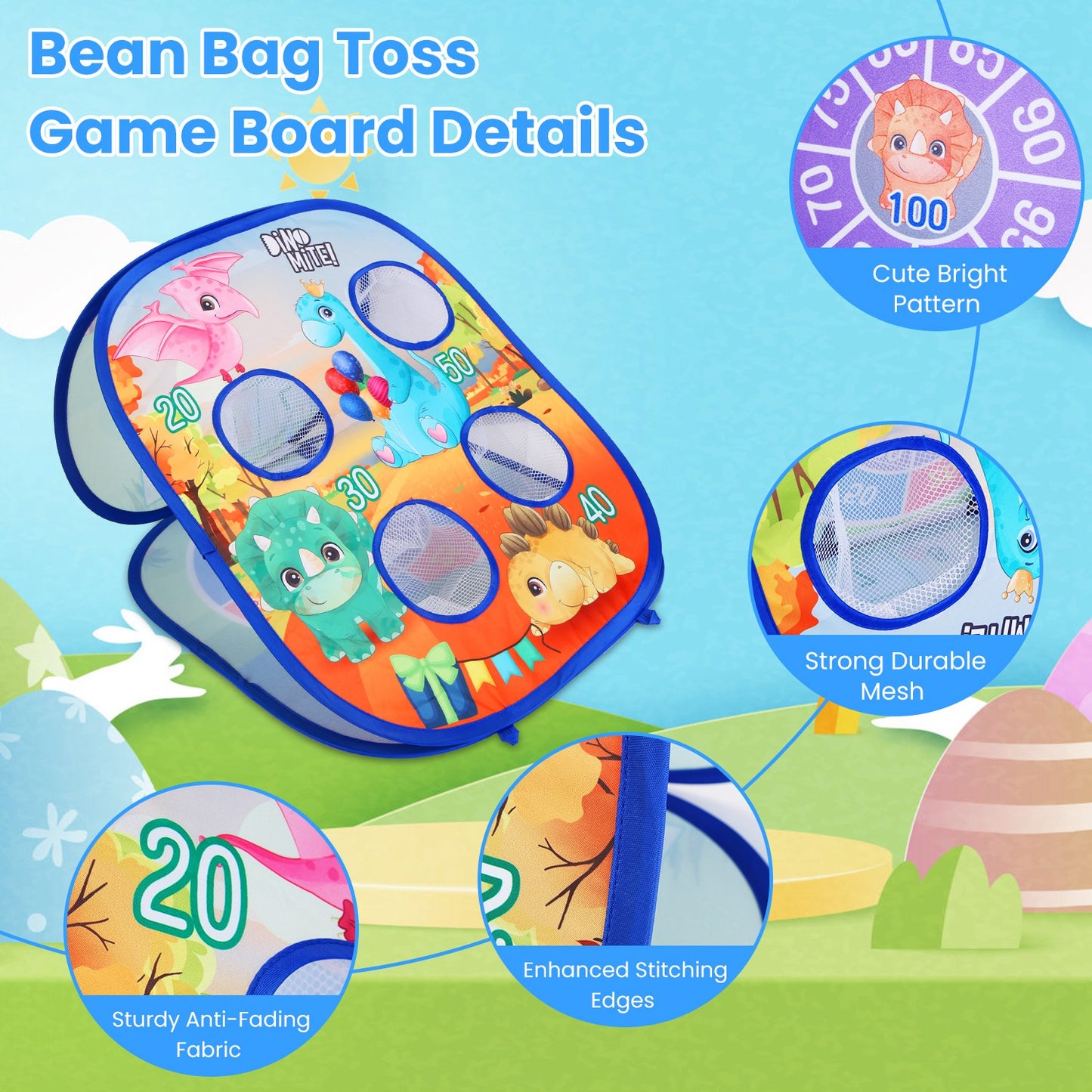 5-in-1 Bean Bag Toss Game Set with Dart Board & Storage Bag