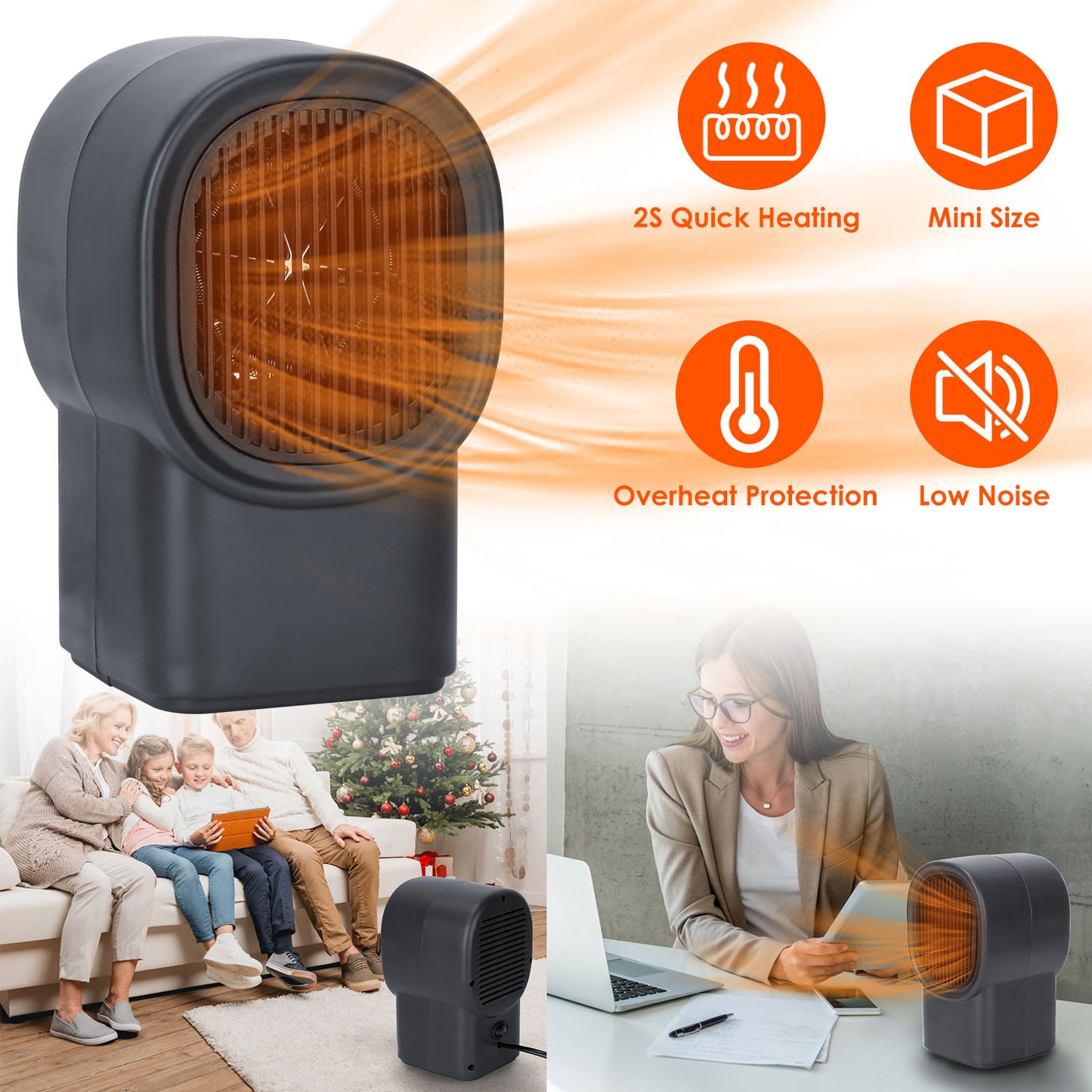 400W Portable Electric Space Heater for Home & Office