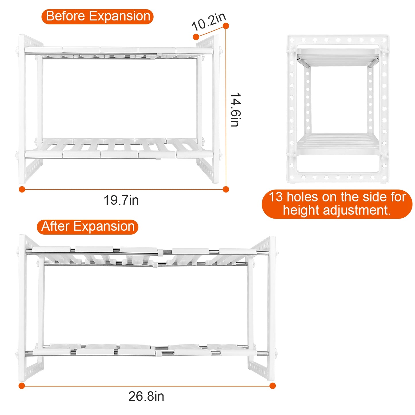 Under Sink Organizer 2-Tier Expandable Storage Rack