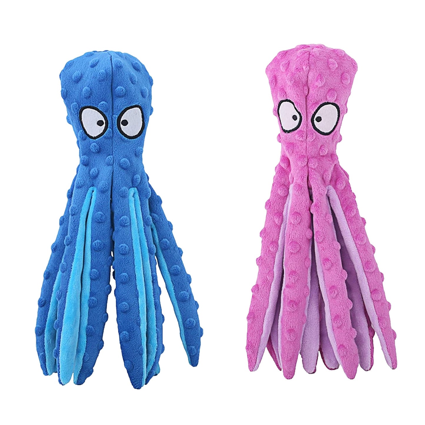 Squeaky Octopus Dog Toy Set - No Stuffing Crinkle Plush