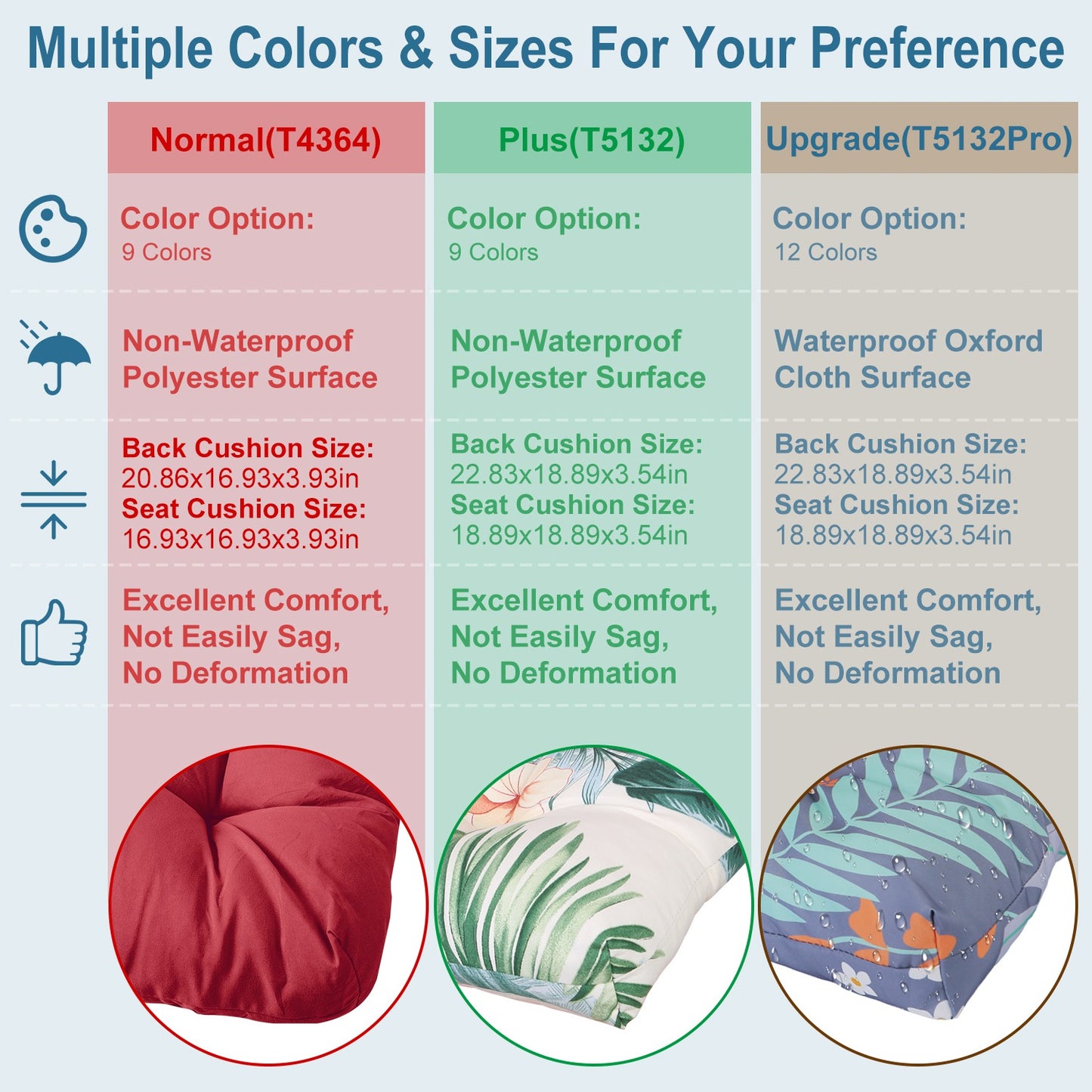 Rocking Chair Cushion Set - Waterproof with Non-Slip Ties