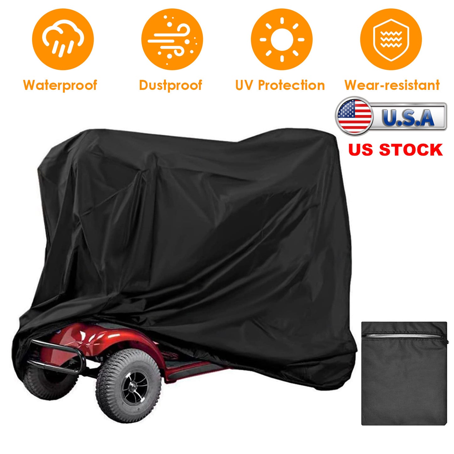 Waterproof Mobility Scooter Cover with Storage Bag 74.8"