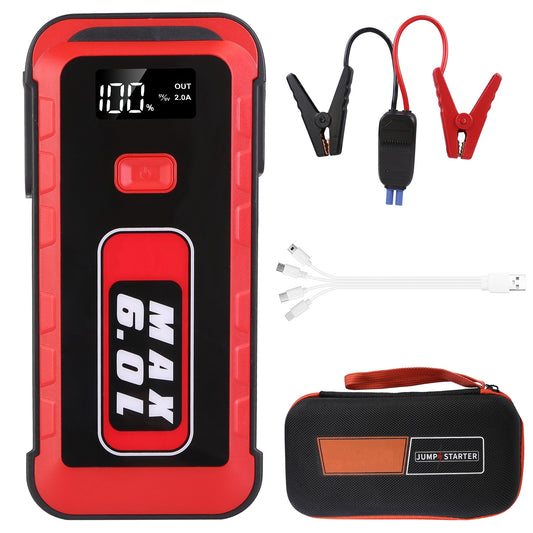 Car Jump Starter 2500A Peak 25800mAh Power Bank with LED Flashlight