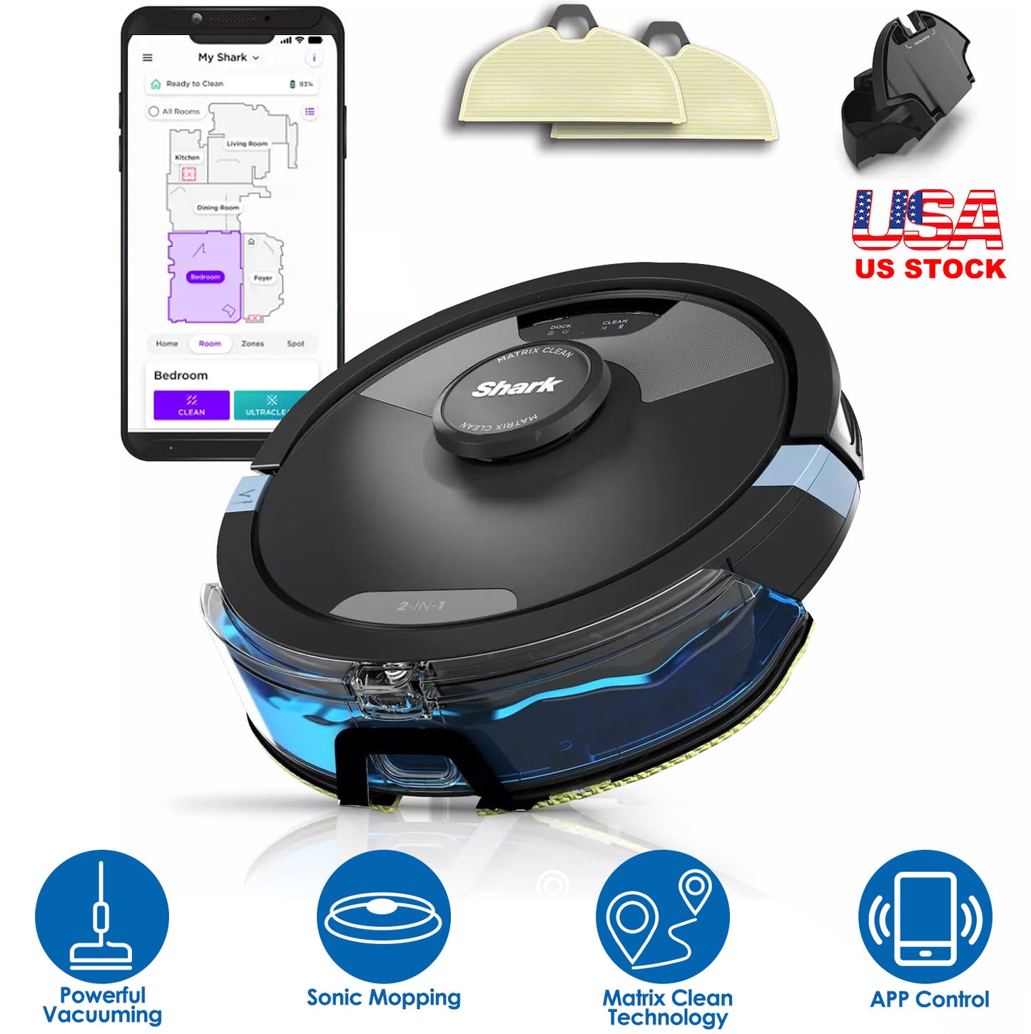 Robot Vacuum and Mop 2-in-1 with Matrix Clean & App Control