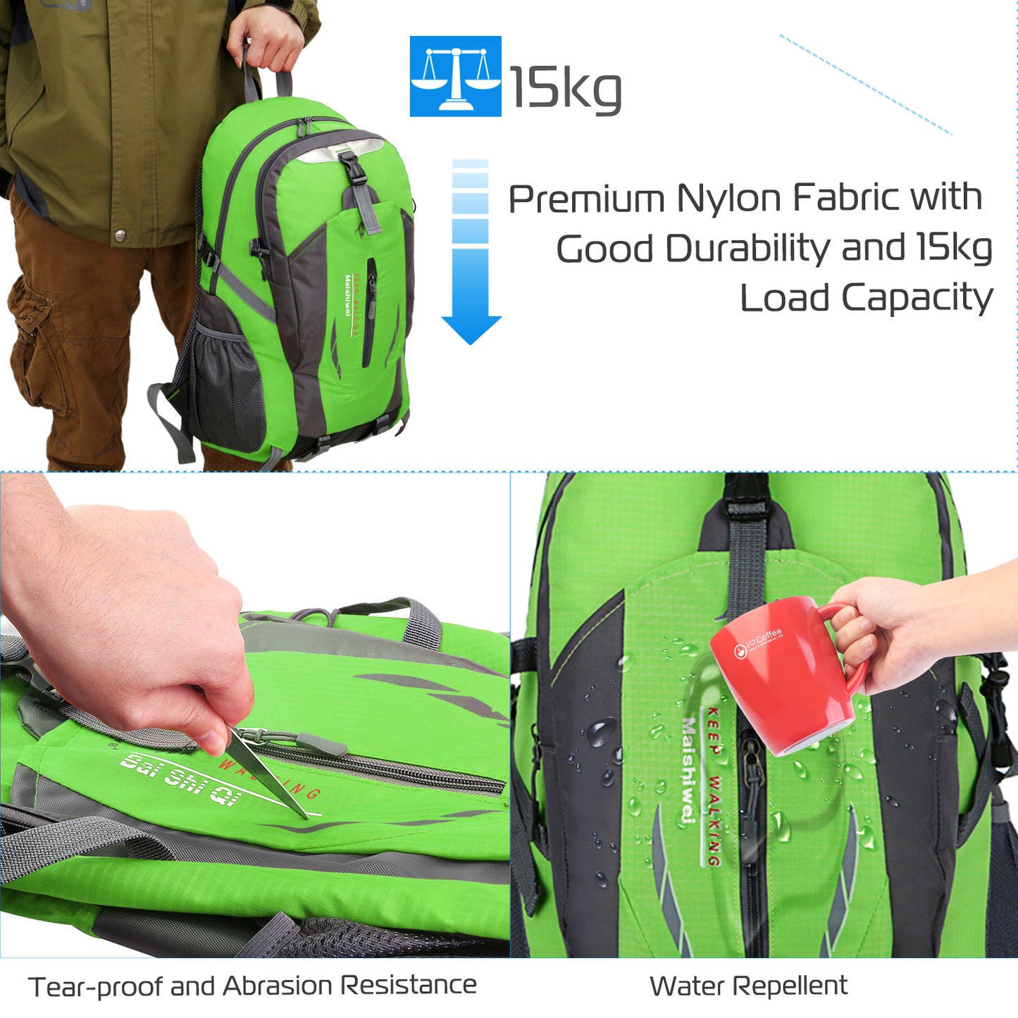36L Waterproof Hiking Backpack with Ergonomic Design
