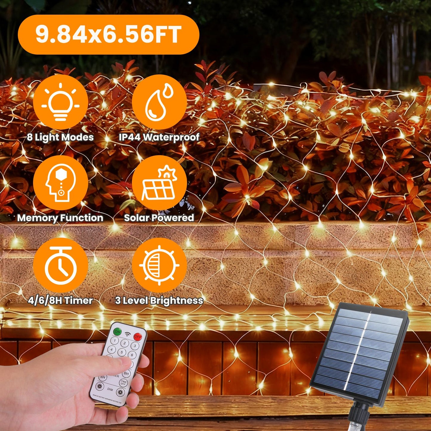 Solar Net Lights 192 LED 9.84x6.56ft Outdoor Waterproof