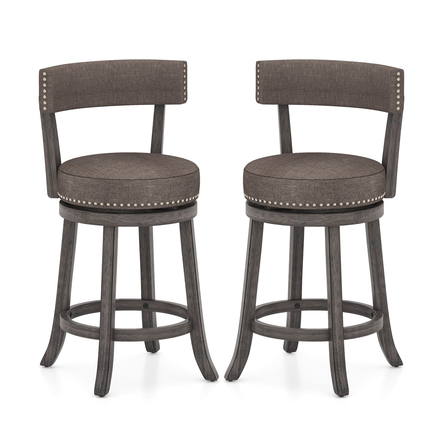 Counter Height Swivel Bar Stools Set of 2 - 24 Inch Gray