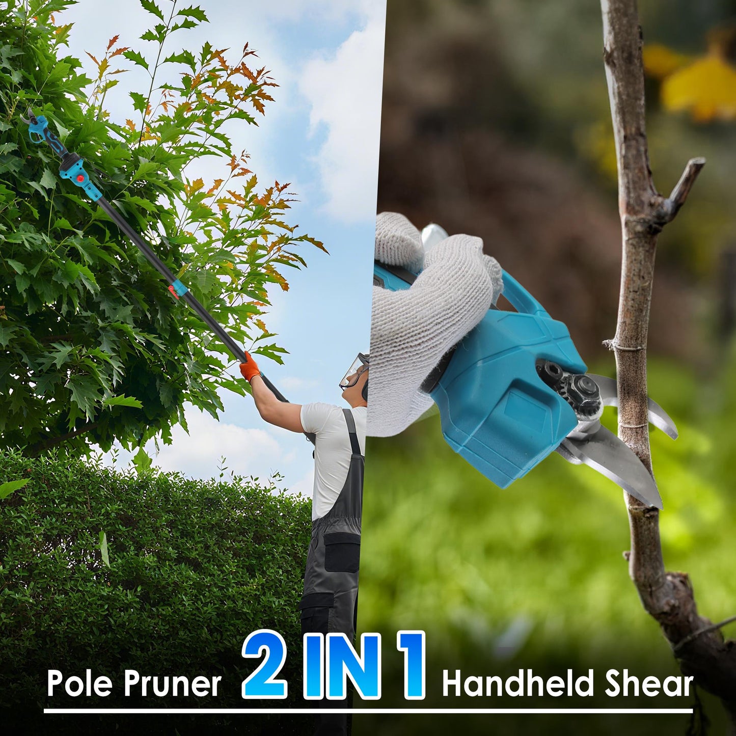 Electric Pruning Shears with 13ft Extension Pole & 2 Batteries