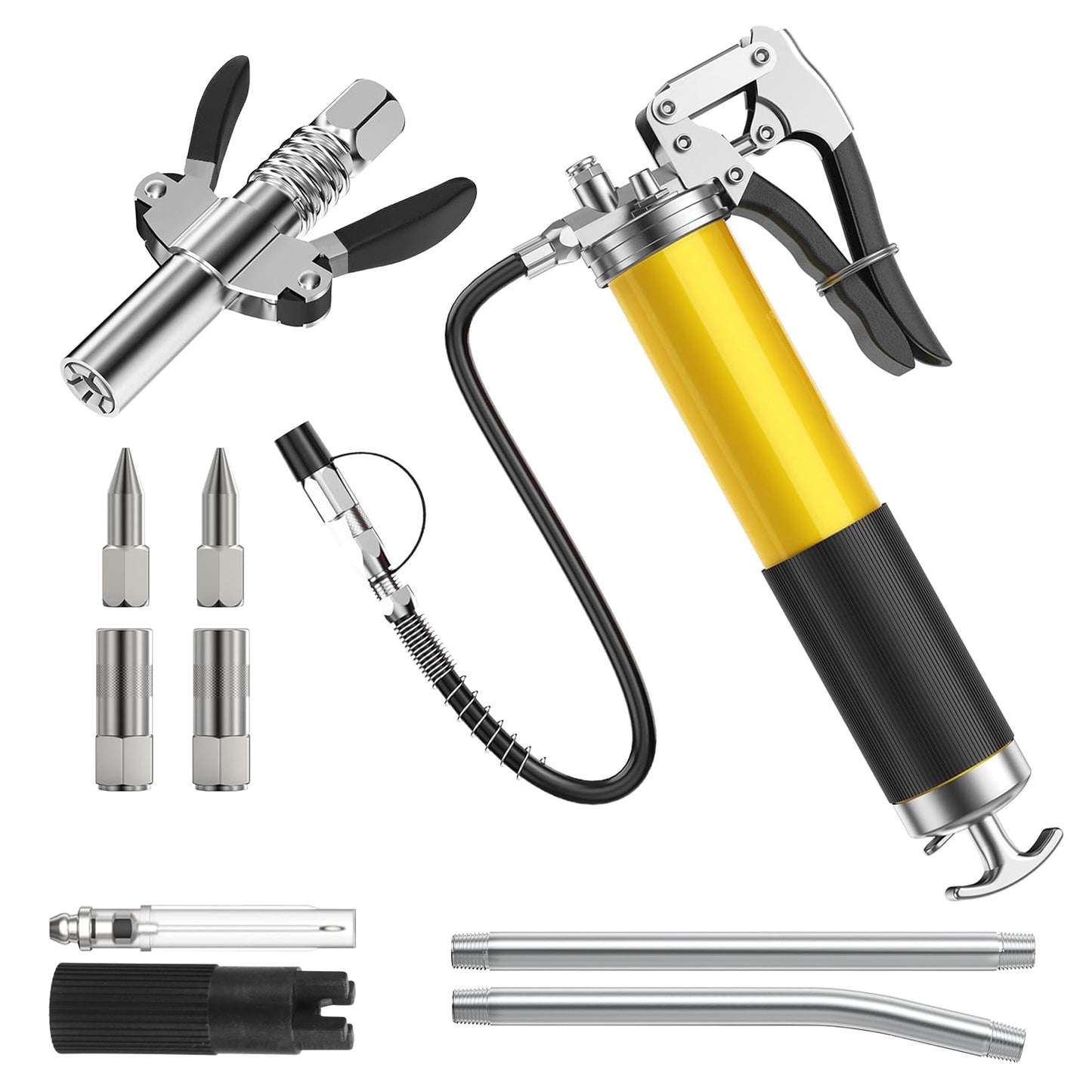 Grease Gun Kit 14 Oz 7000 PSI High Pressure with Flex Hose