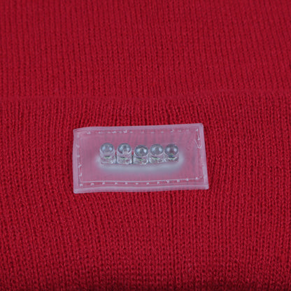 LED Knitted Beanie with Built-In Headlamp for Hands-Free Light