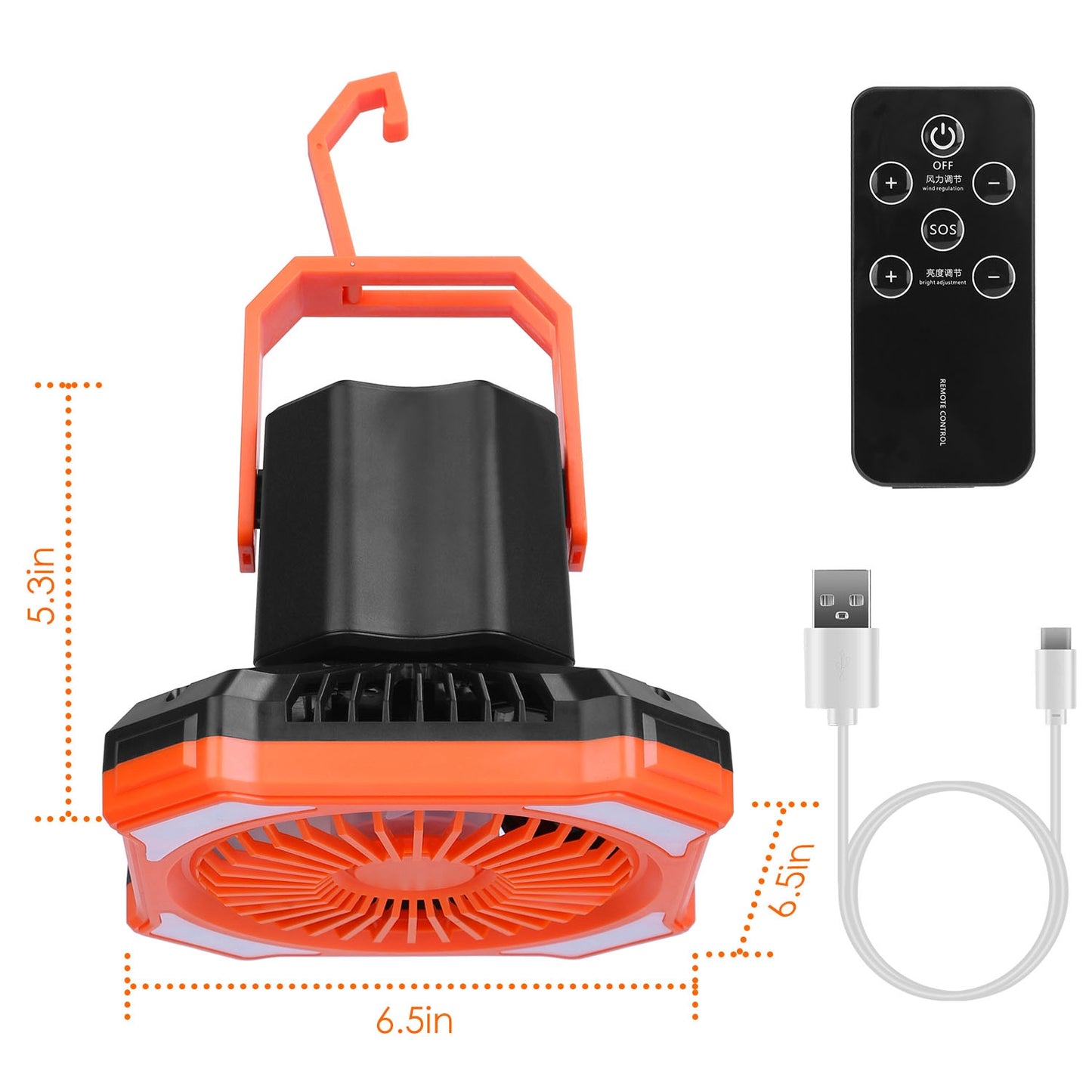 Camping Lantern Fan with 10000mAh Power Bank & Remote