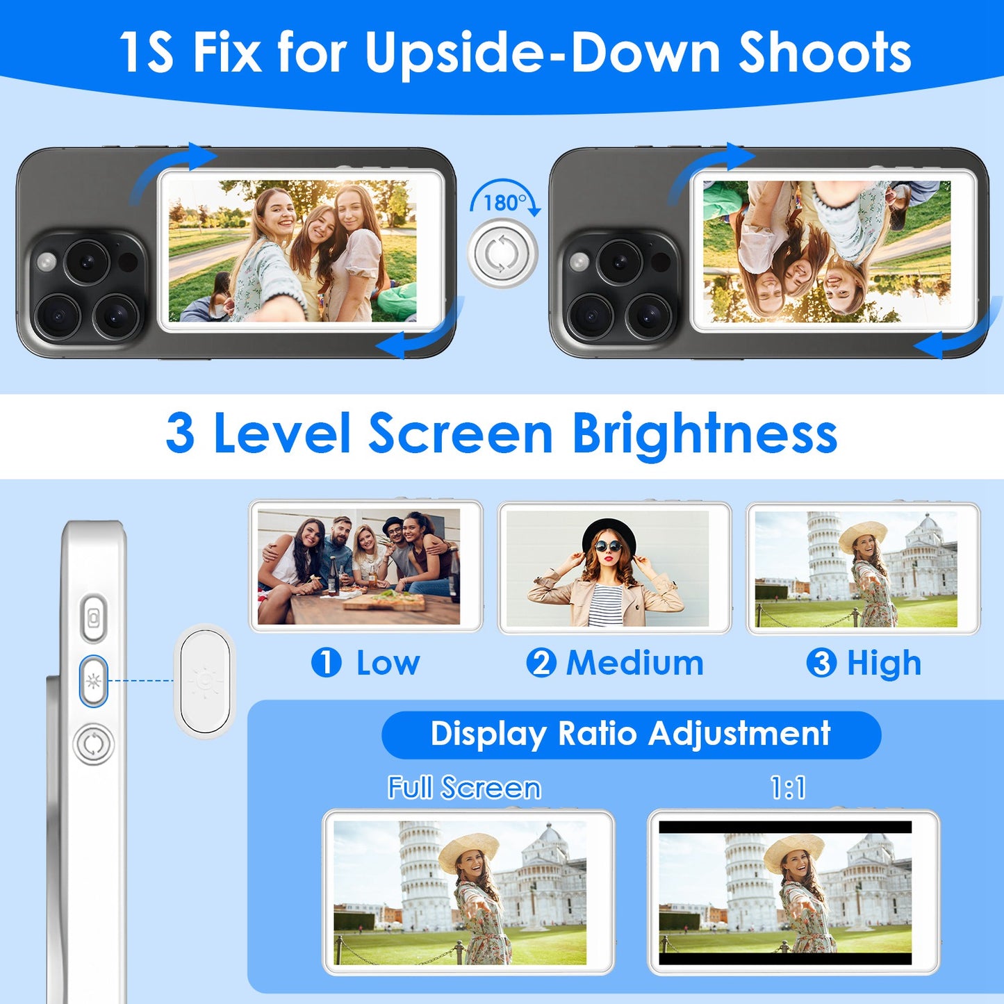 Wireless Selfie Monitor Screen with Remote for Vlogging