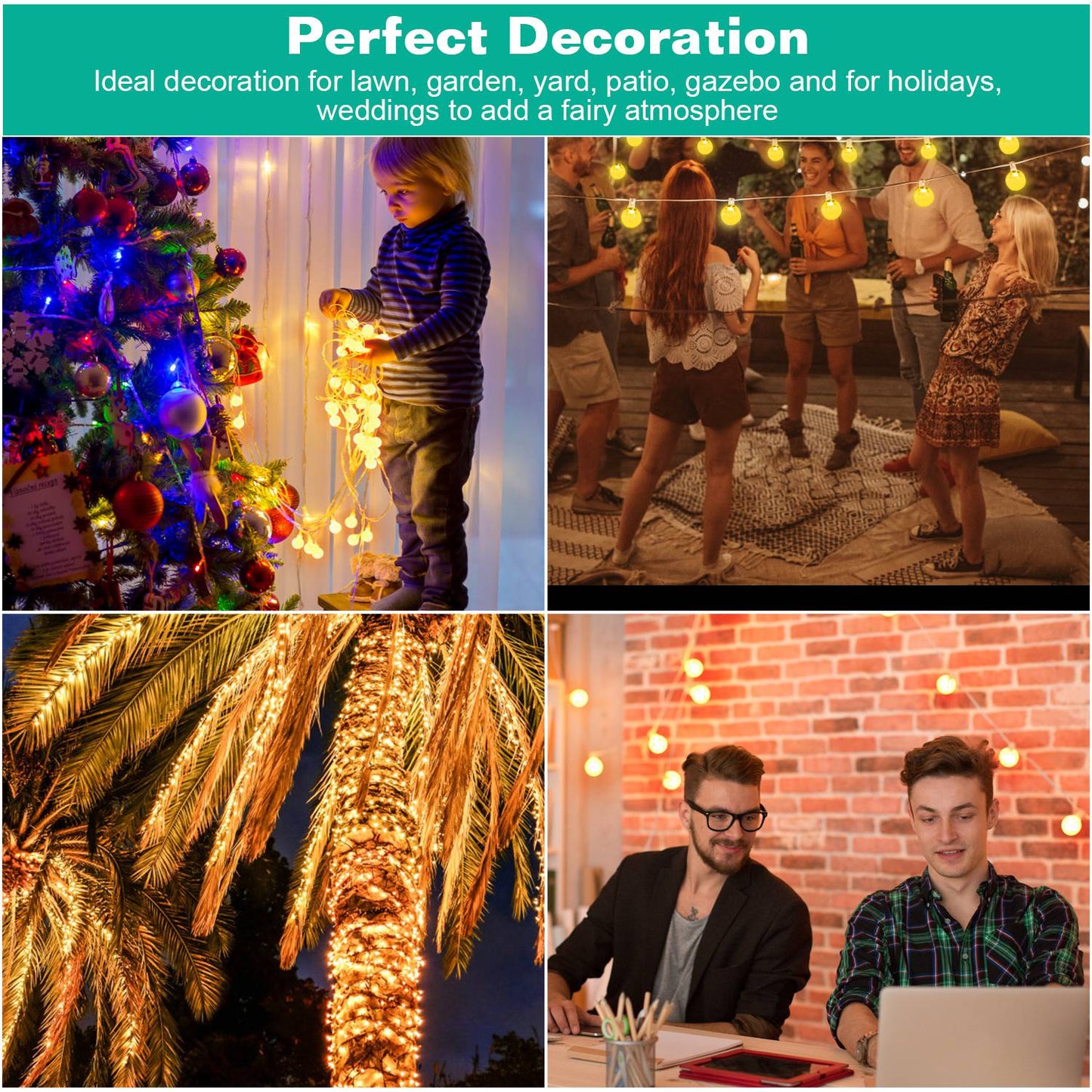 Globe String Lights 32.8ft Battery Powered with Remote Control
