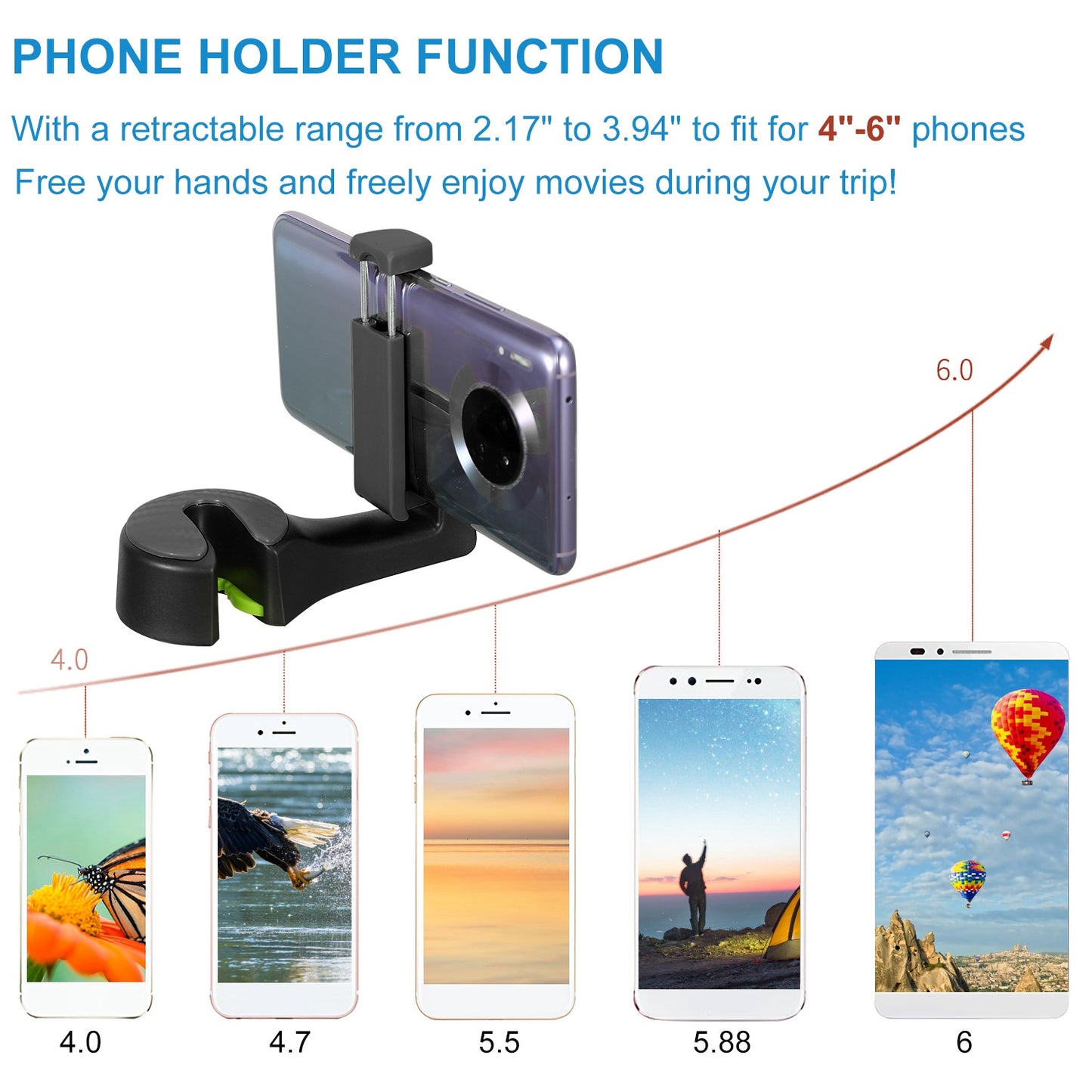 Car Headrest Hook with Phone Holder and Locking Design
