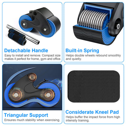 Automatic Rebound AB Roller Wheel with Kneel Pad & Phone Holder