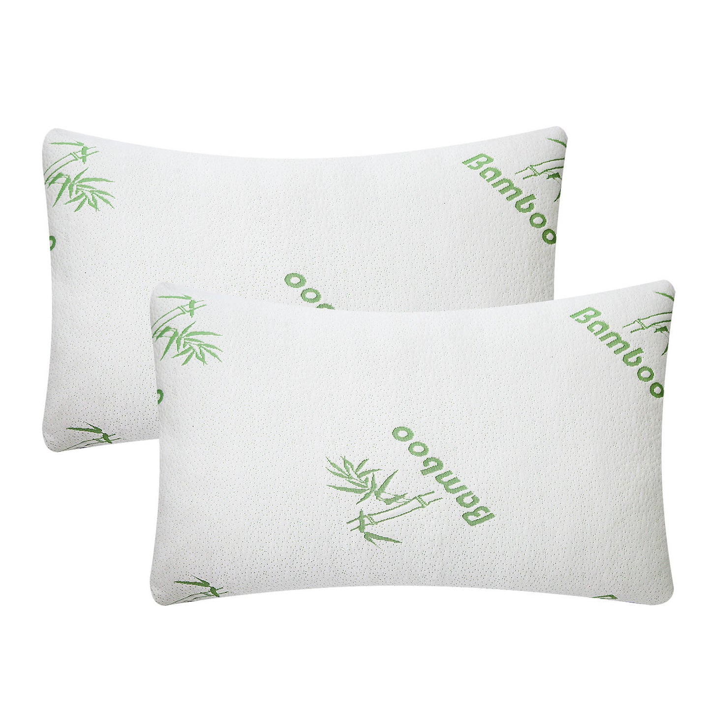 Memory Foam Pillow Set with Bamboo Cover - Queen Size (2-Pack)