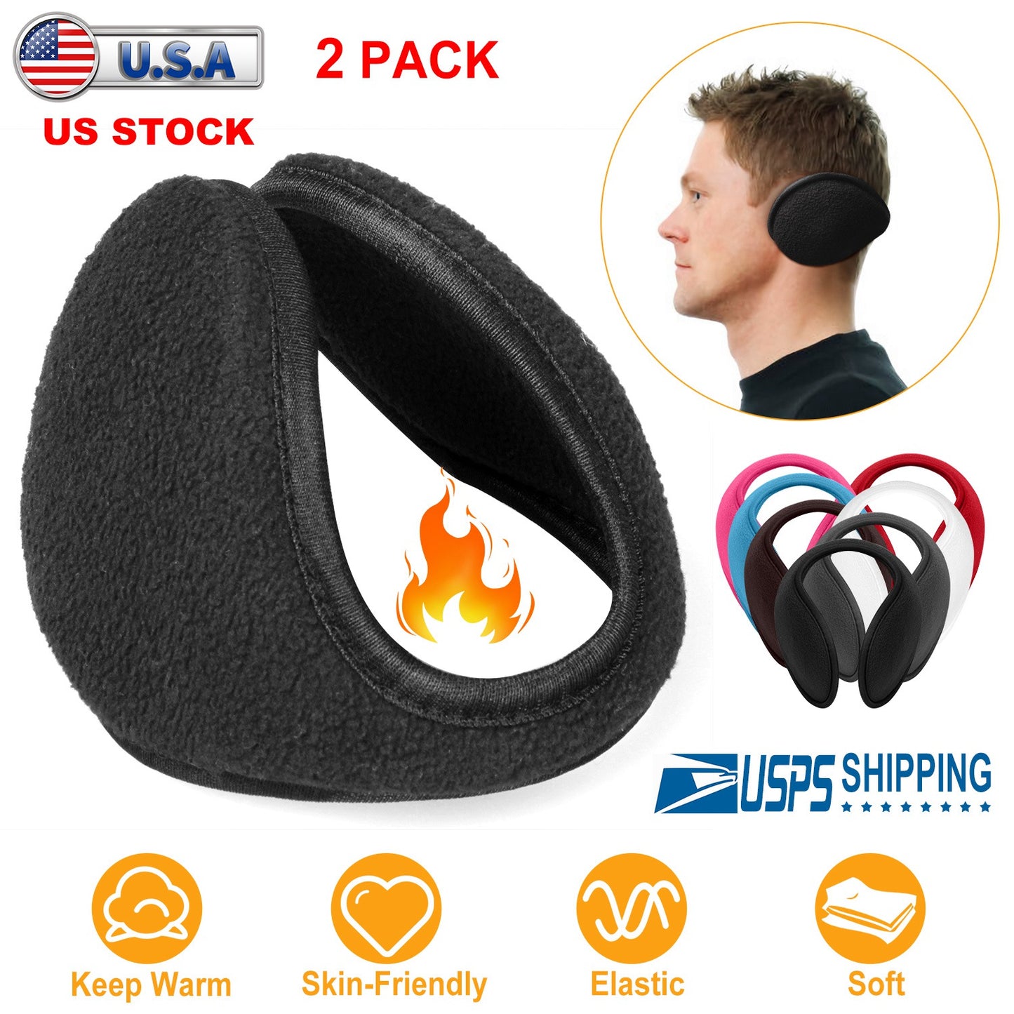 Behind-the-Head Ear Warmers for Winter Sports & Outdoor Activities