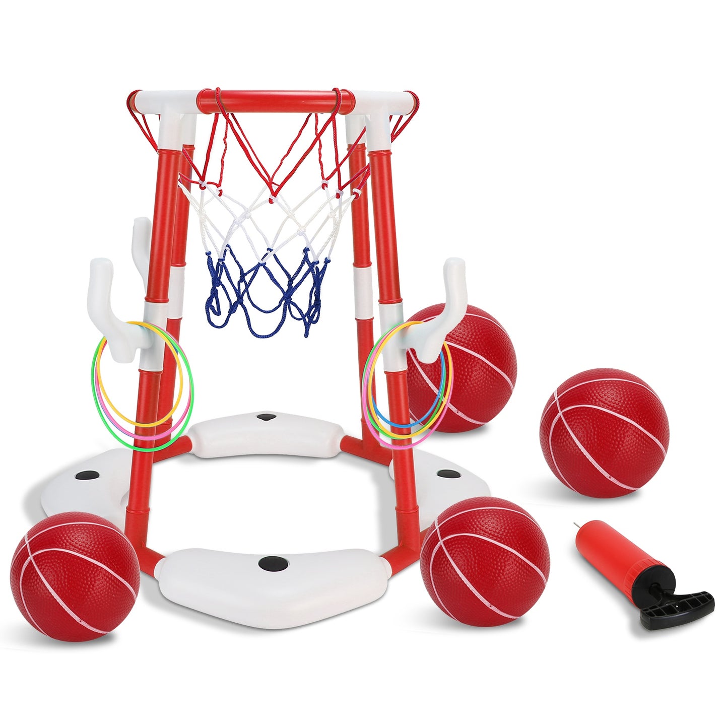 Pool Basketball Hoop Set with 4 Balls & Pump for Kids