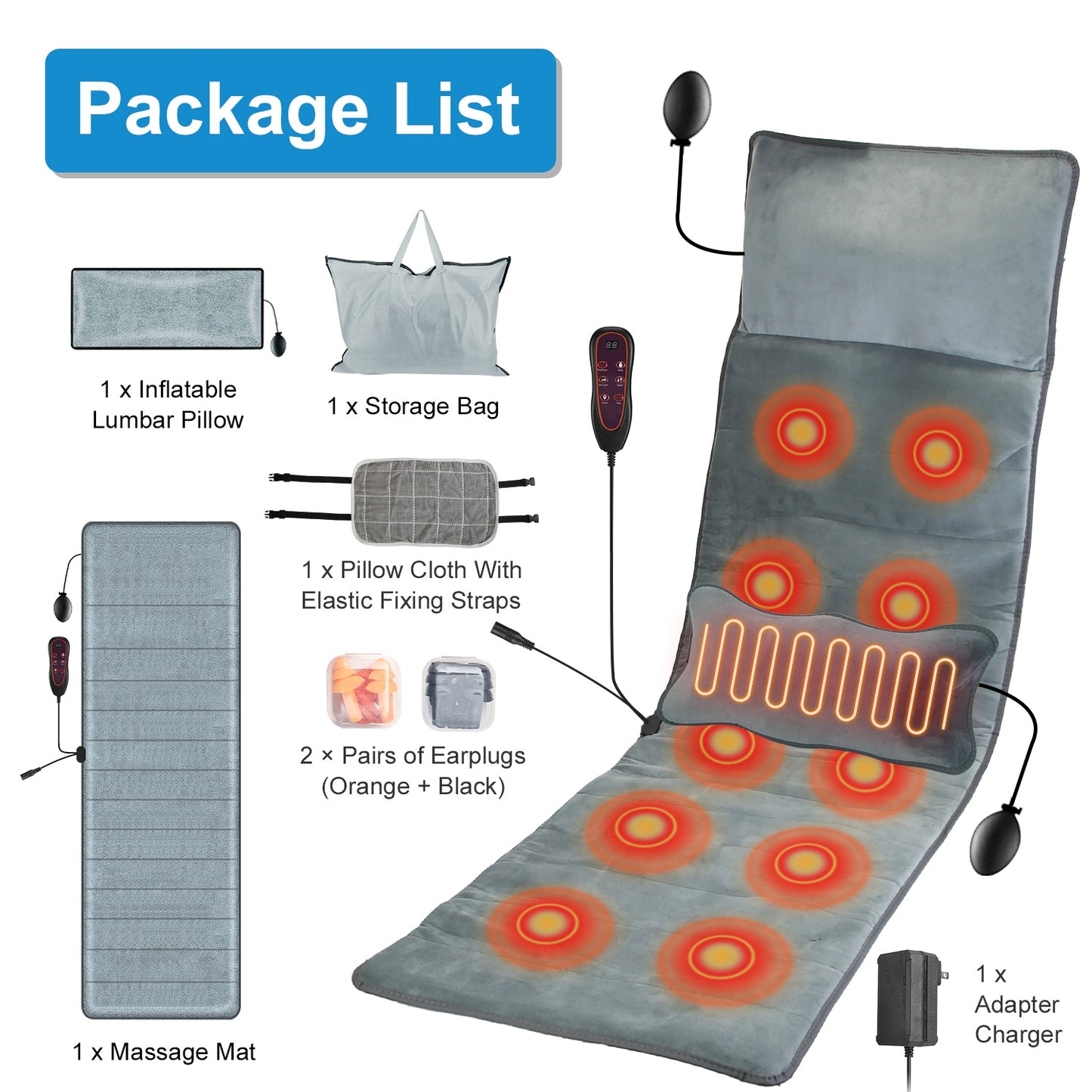 Full Body Electric Massage Mat with Heat and Vibration